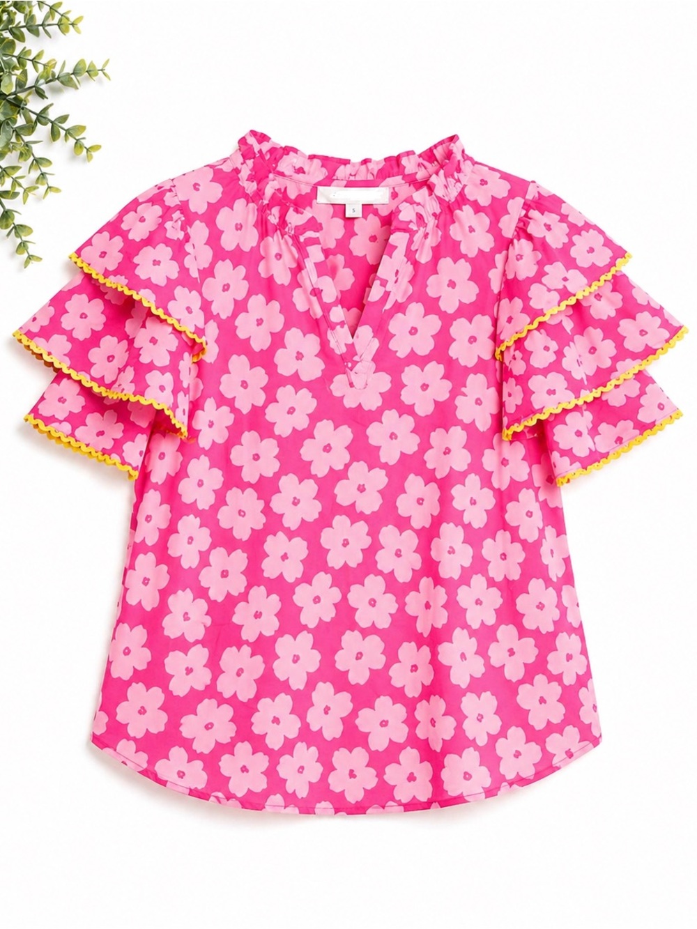 Pink Floral Ruffle Sleeve Blouse | Crosby Inspired | Preppy Resort Top |